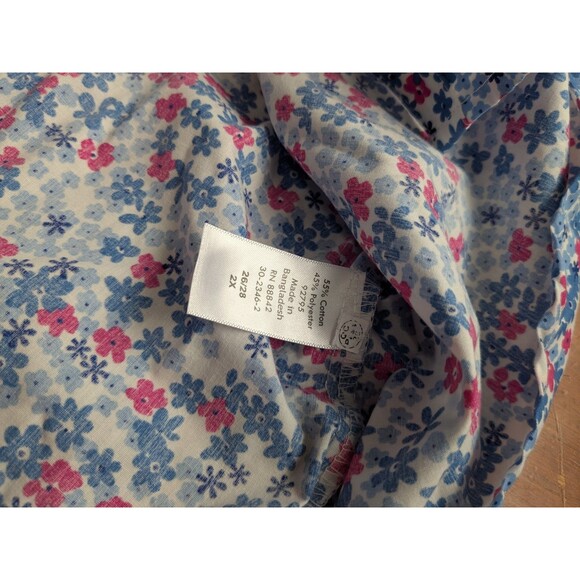 Woman Within Pintucked Tunic Blouse 3/4 Sleeves Floral Button Down 2X  26-28. - Picture 7 of 10